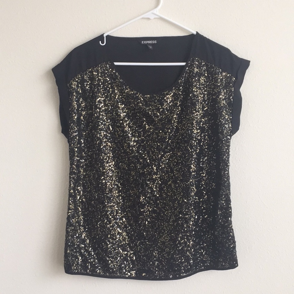 Black & Gold Sequins Top
